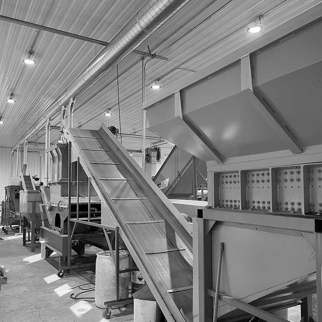 An industrial copper recycling line - black & white image