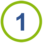 Blue number "1" in green circle