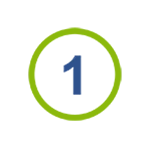 Blue number "1" in green circle