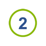 Blue number "2" in green circle