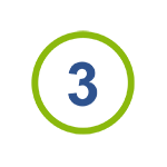 Blue number "3" in green circle