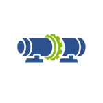 Blue and green icon of industrial rotary kiln